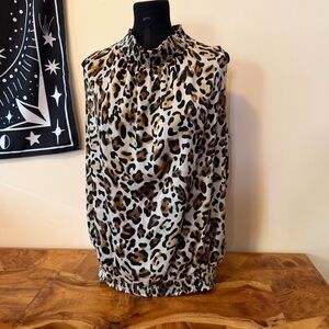 Agora L Fancy Brown Black Animal Print Tank Top  Women's Ruched SNAGGED SEE PICS